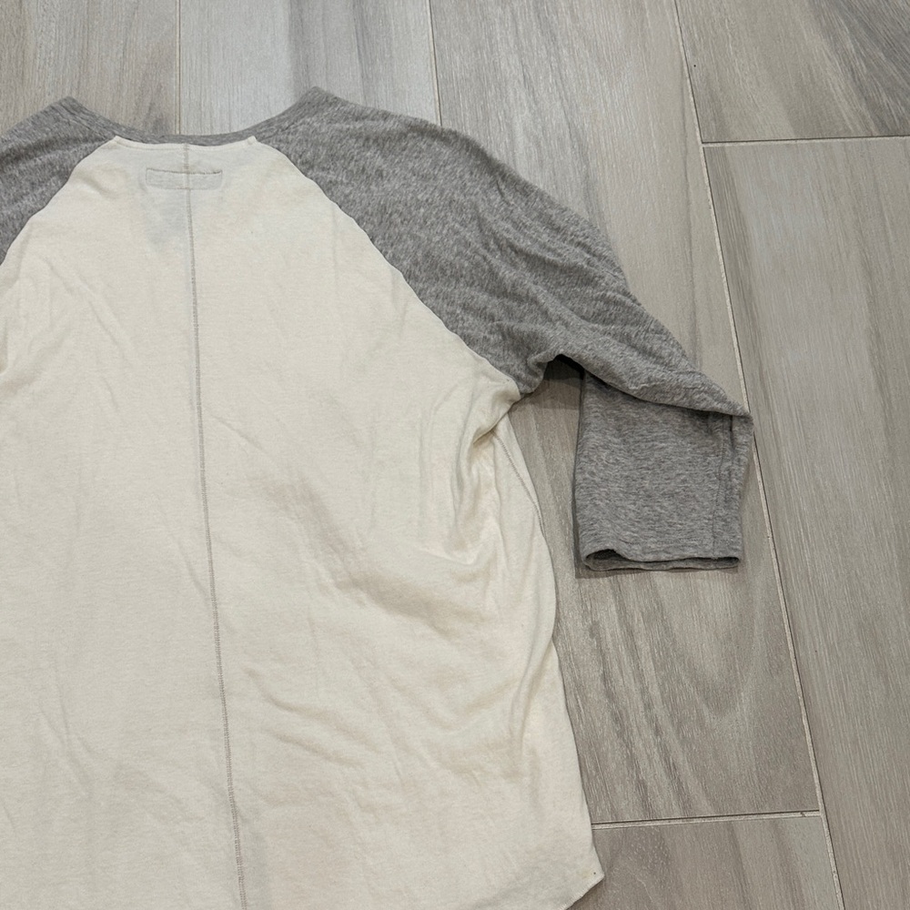 Rag & Bone Men’s Large Gray and Cream Baseball Style 3/4 Sleeve Tee - Picture 10 of 11